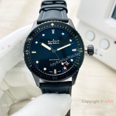 Swiss Copy Blancpain Fifty Fathoms Bathyscaphe Watch Solid Black 43mm